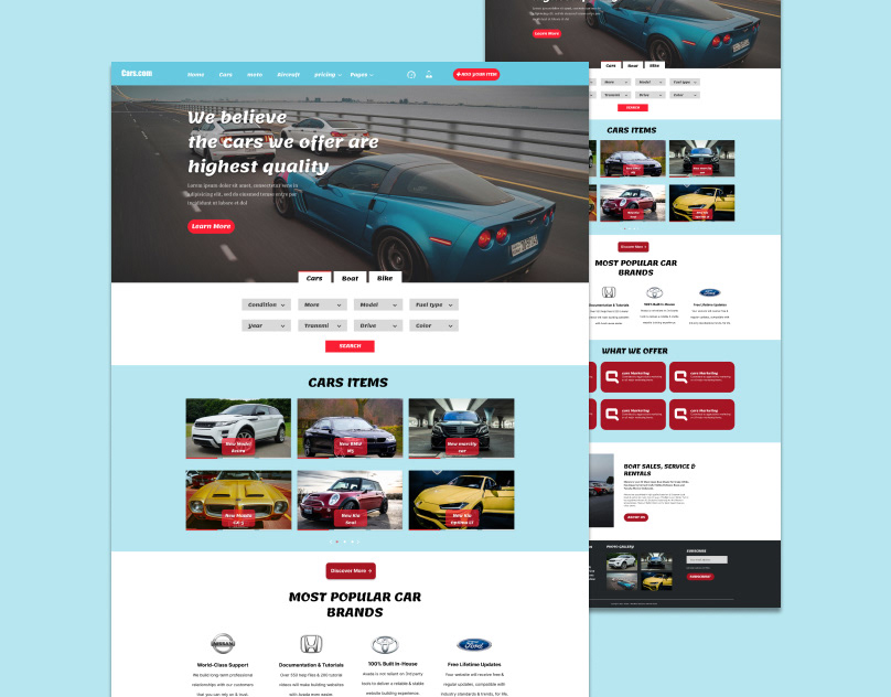 Car Shop Website Template Design