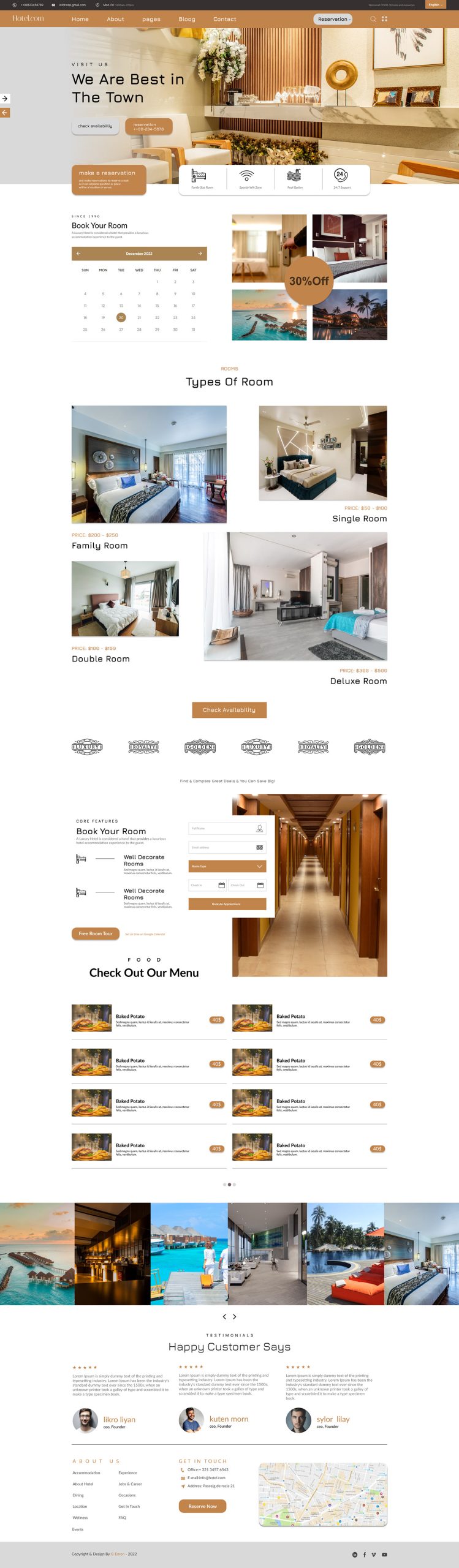 Hotel Management Website Template Design