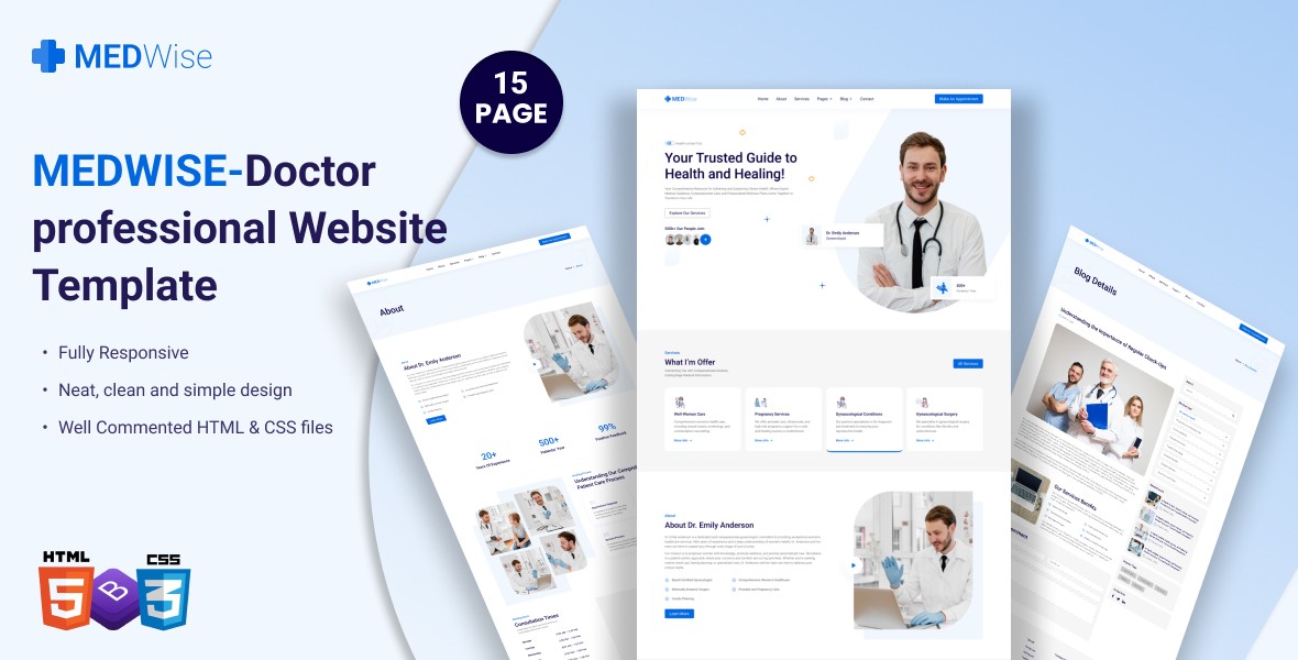 MEDWISE – Doctor Professional Website Template Design