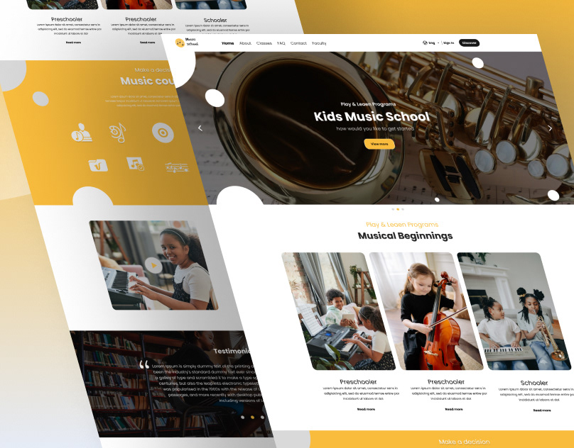 Music School Website Templates Design