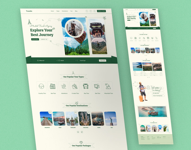 Travelio Agency Landing Page Templates Design