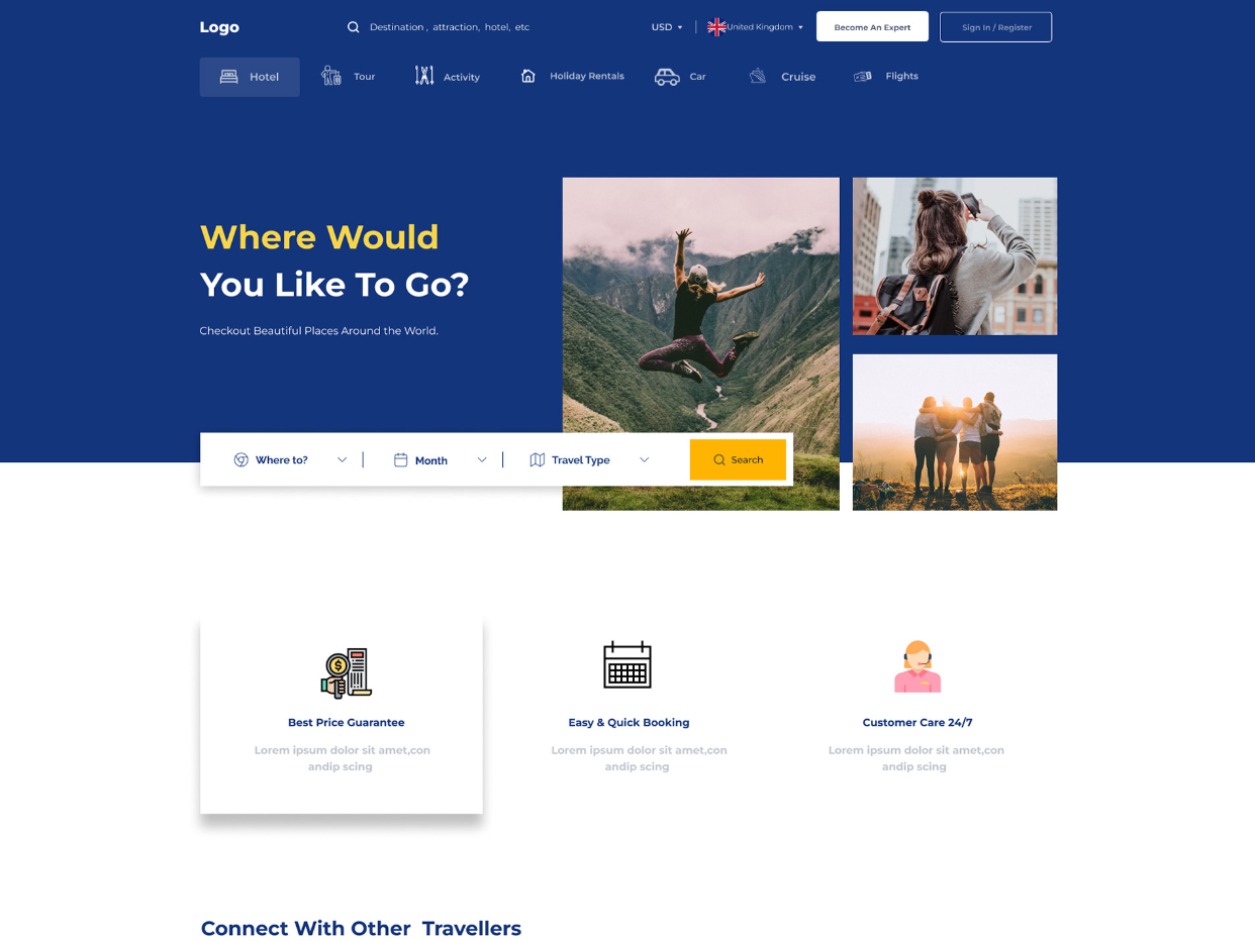 Travel Agency Landing Page Templates Design